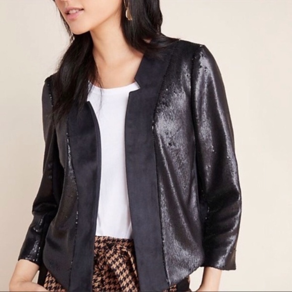 Anthropologie Shonda Faux Suede Sequin Jacket M
